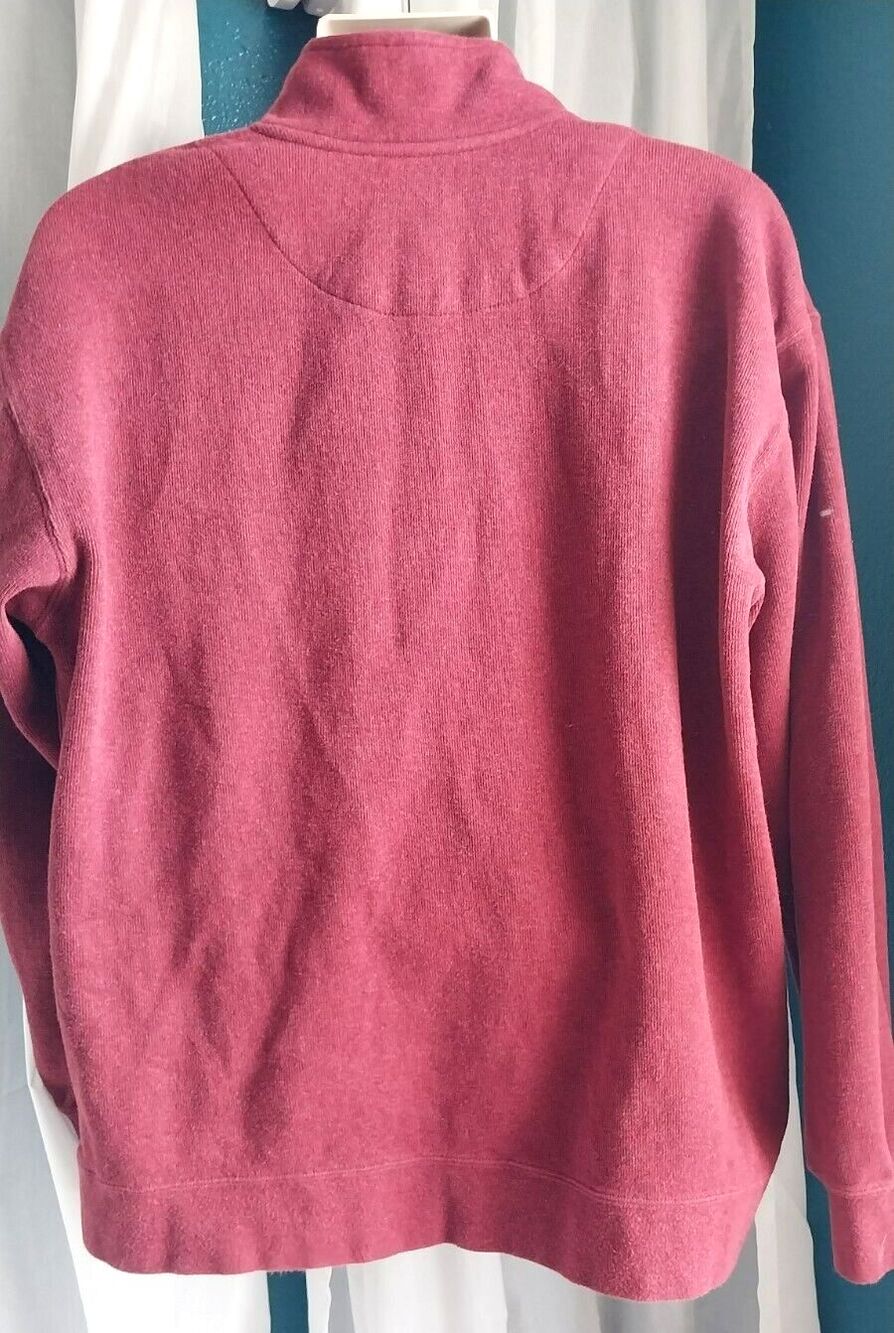 Orvis Men's Quarter Zip Pullover Sweater XL Burgundy 100% Cotton - Picture 4 of 4